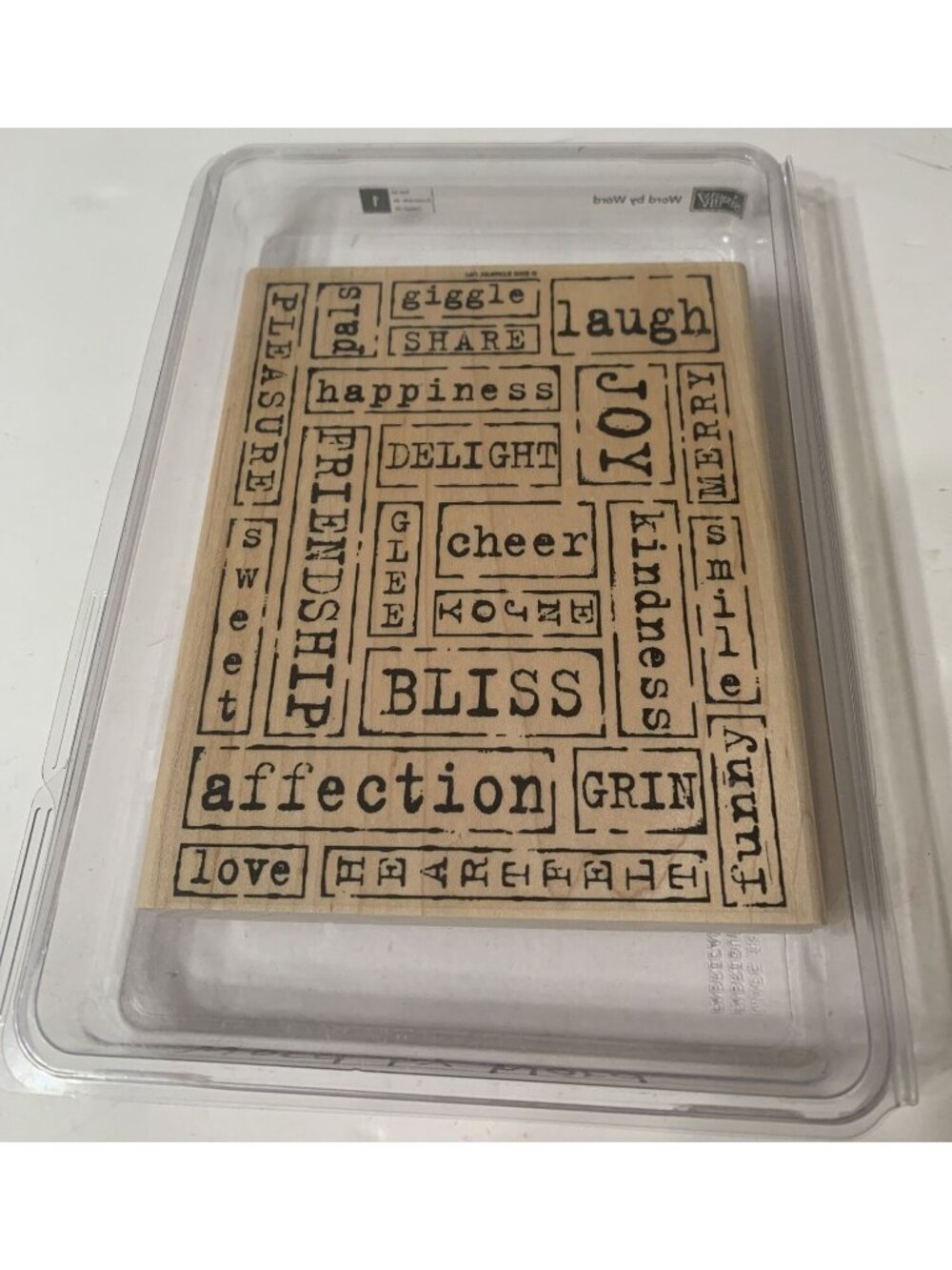 Stampin Up, 2005 "Word By Word" Retired Wood Mounted Rubber Background Stamp